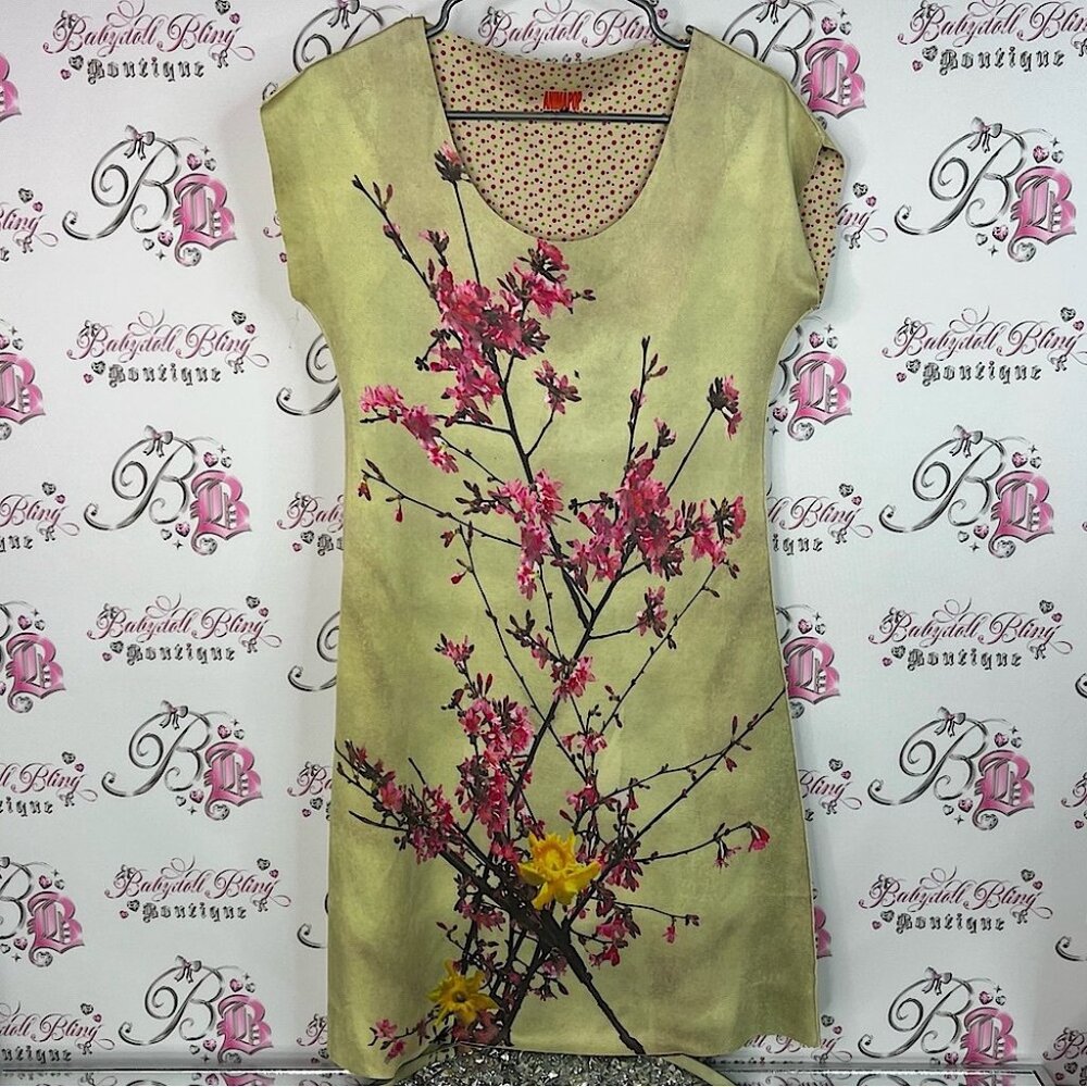 Animapop dress Italy 🇮🇹 polka dot floral Elegant Beige floral Dress reversible